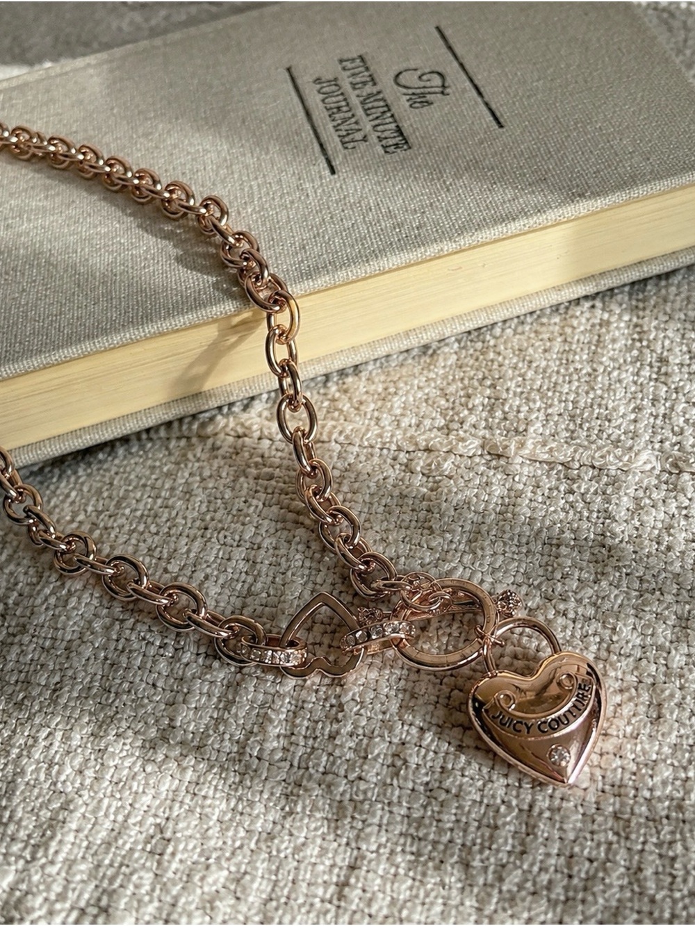 Juicy Couture Gold Heart Charm Pendant Necklace Minimal Chain